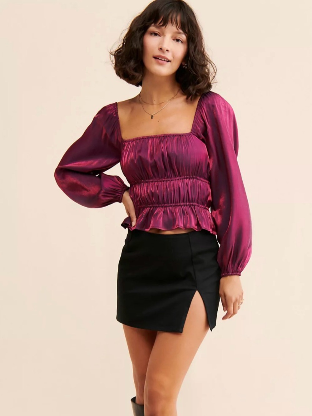 Adelyn Rae Remy Ruched Blouse